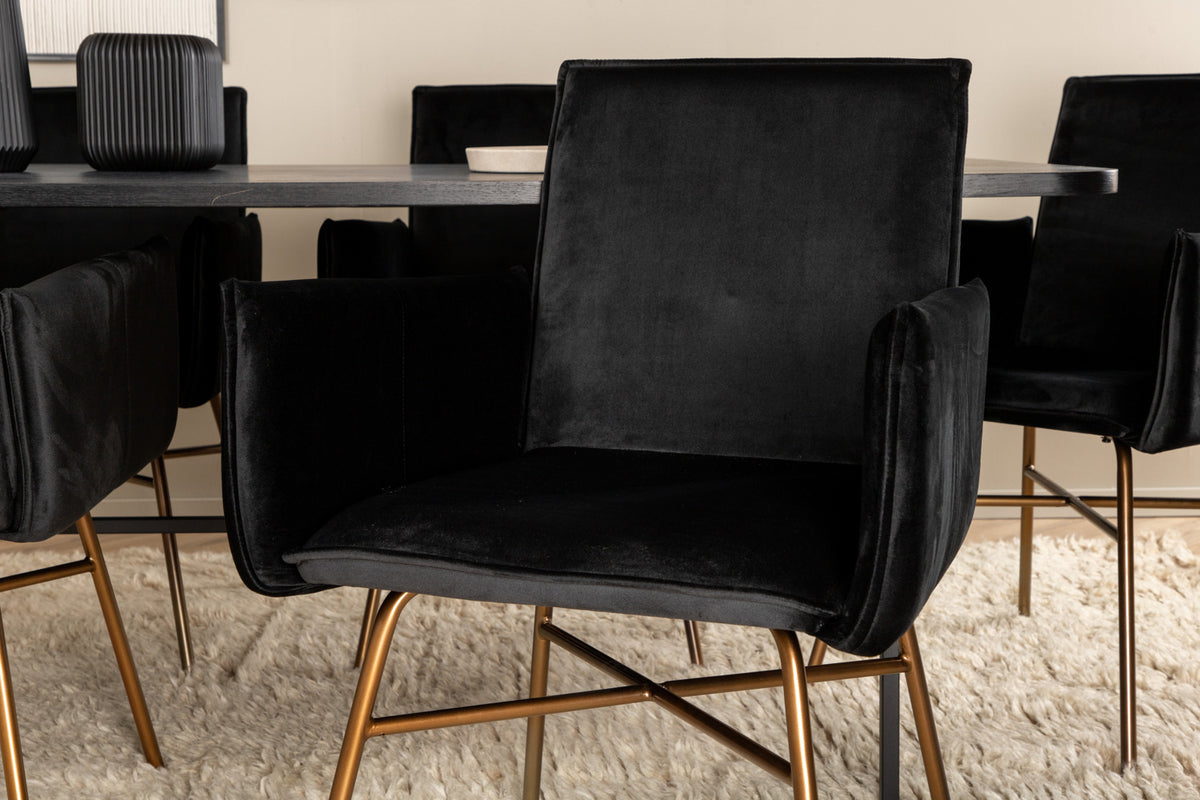Venture Design Petra & Uno Matstolar Svart + Matbord 90x200