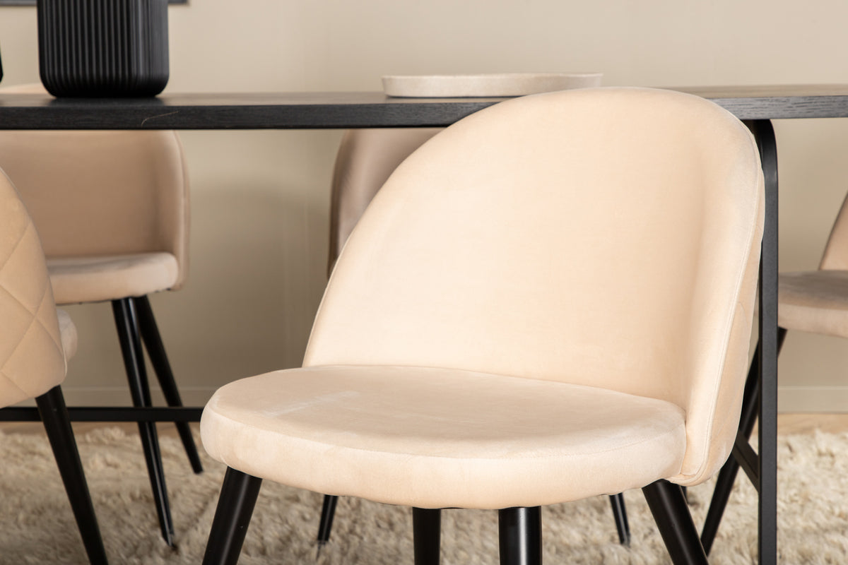 Venture Design Uno & Velvet Matbord 90x200 + Matstolar Beige