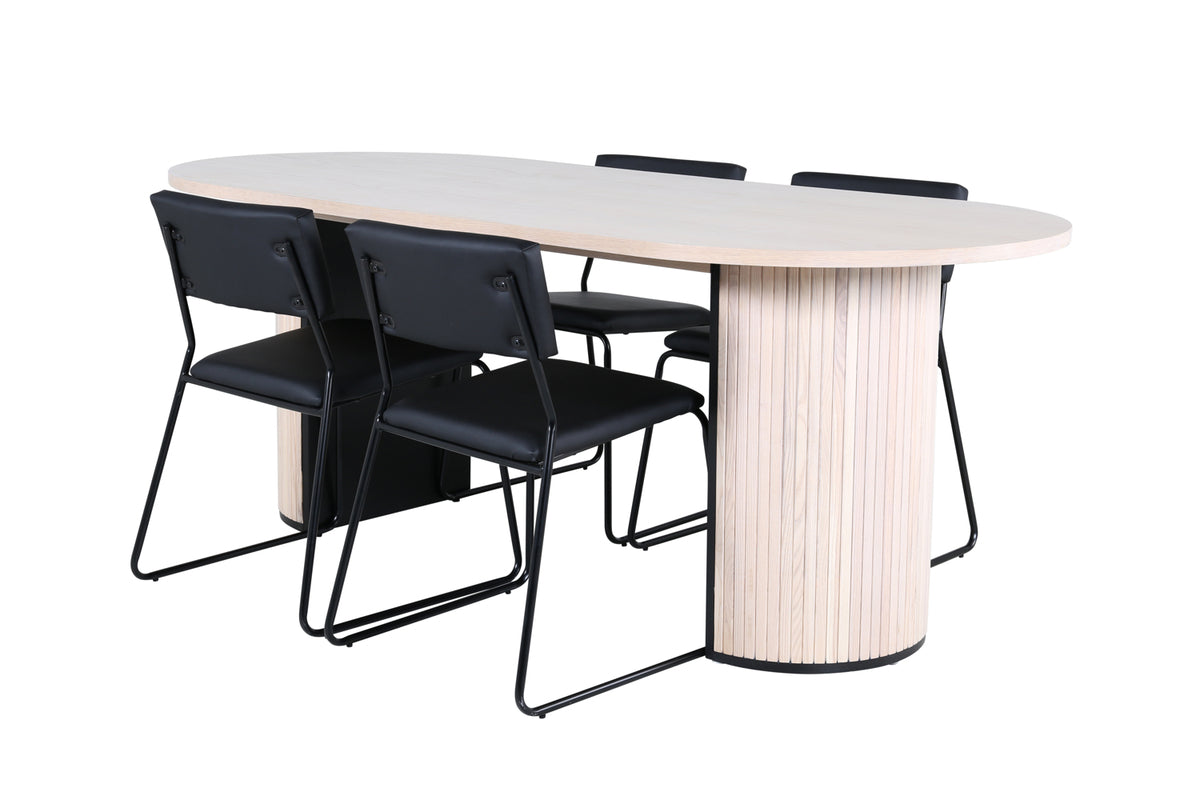 Venture Design Kenth & Bianca Matstolar Svart + Matbord 90x200