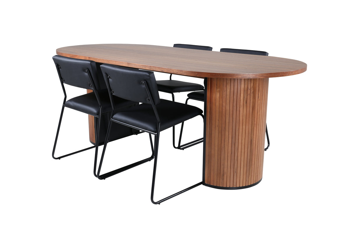 Venture Design Kenth & Bianca Matstolar Svart + Matbord 90x200