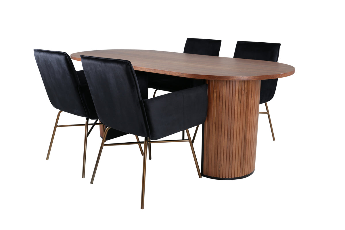Venture Design Petra & Bianca Matstolar Svart + Matbord 90x200