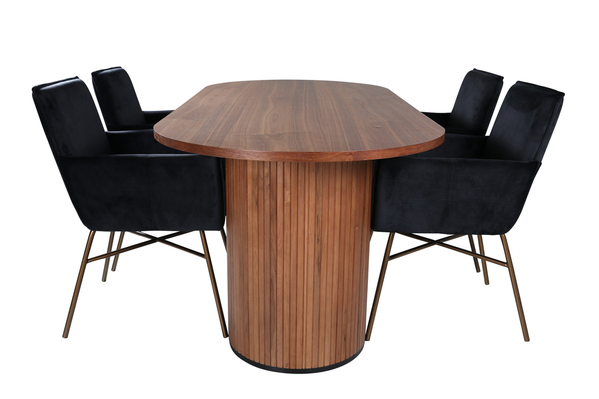 Venture Design Petra & Bianca Matstolar Svart + Matbord 90x200