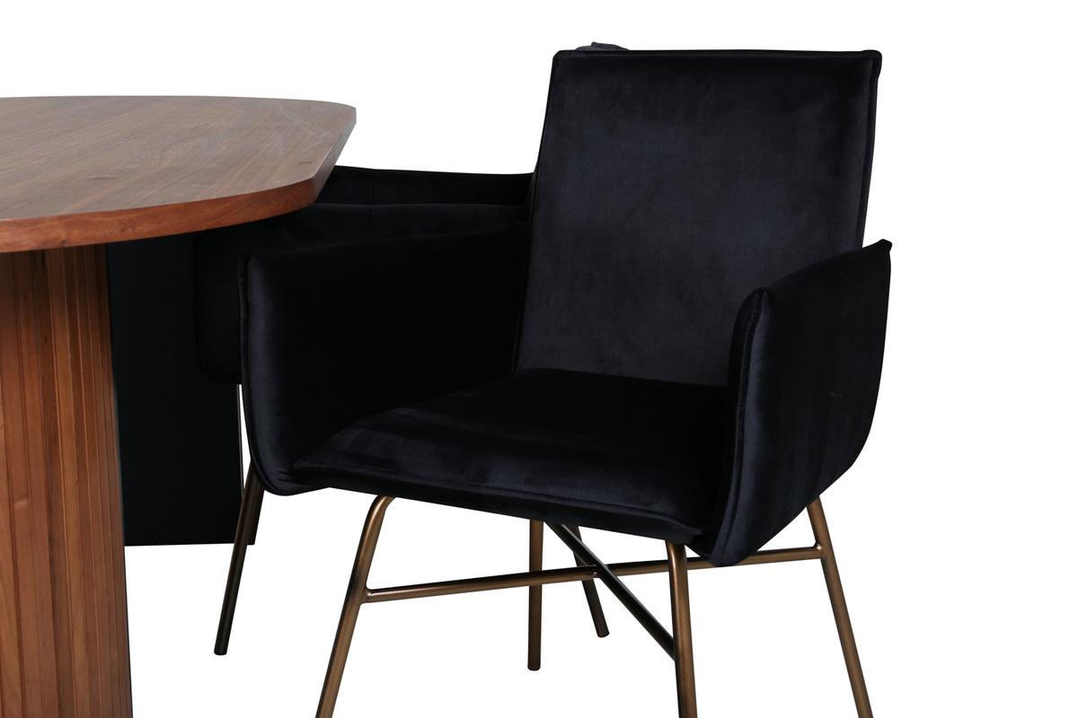 Venture Design Petra & Bianca Matstolar Svart + Matbord 90x200