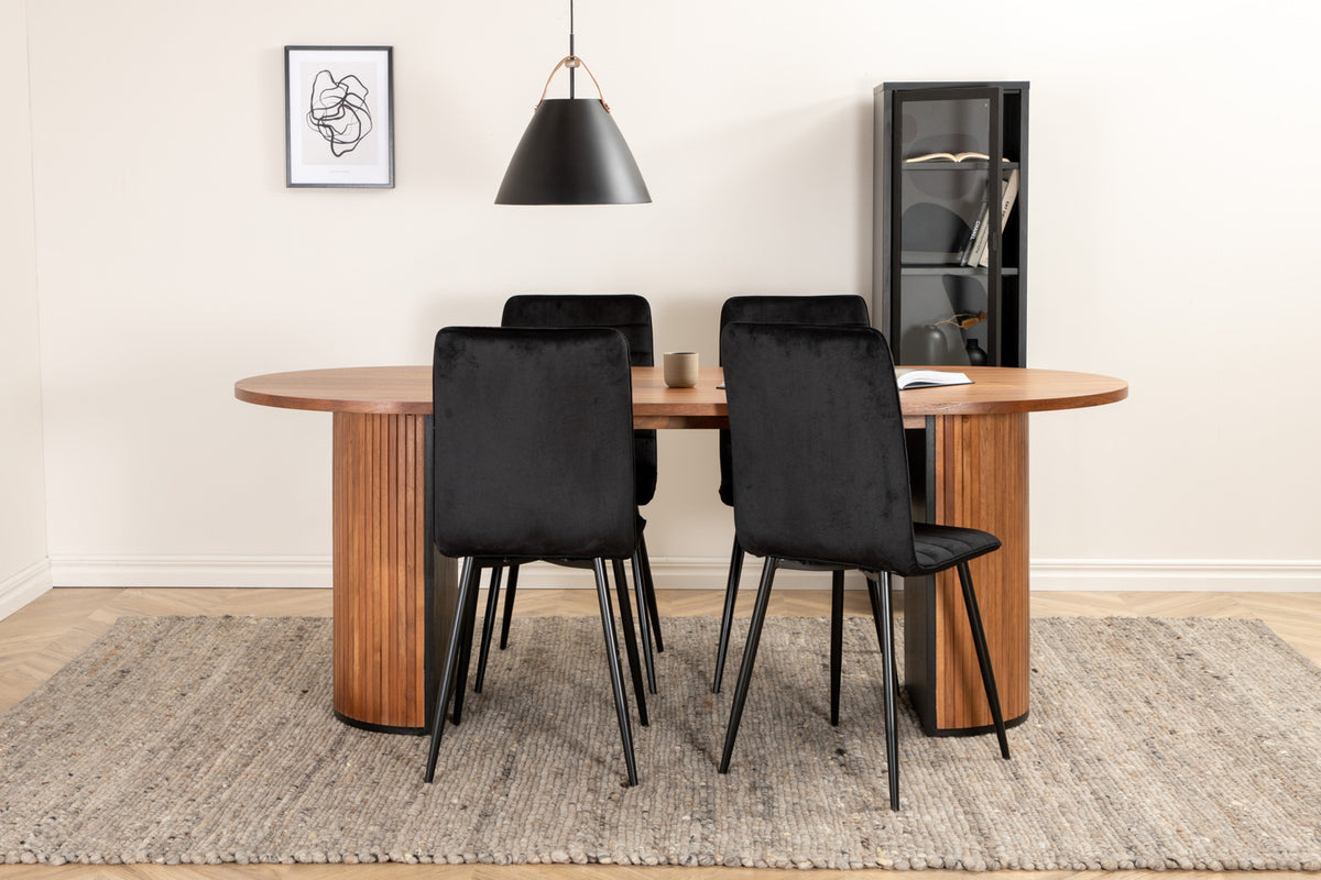 Venture Design Bianca & Windu Matbord 90x200 + Matstolar Svart
