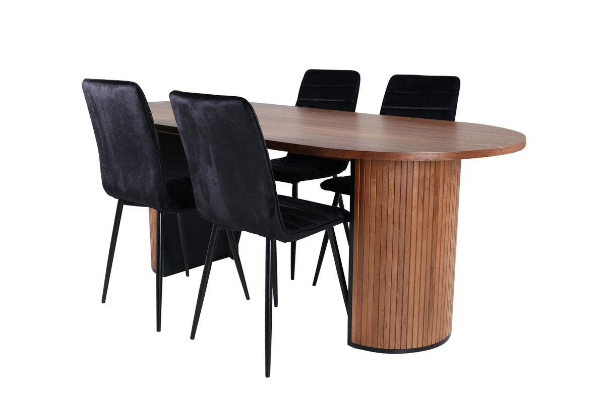 Venture Design Bianca & Windu Matbord 90x200 + Matstolar Svart