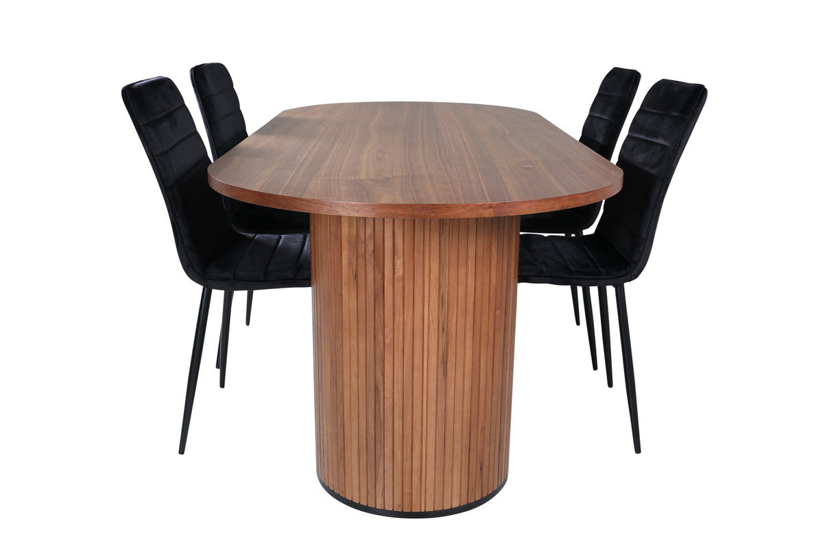 Venture Design Bianca & Windu Matbord 90x200 + Matstolar Svart