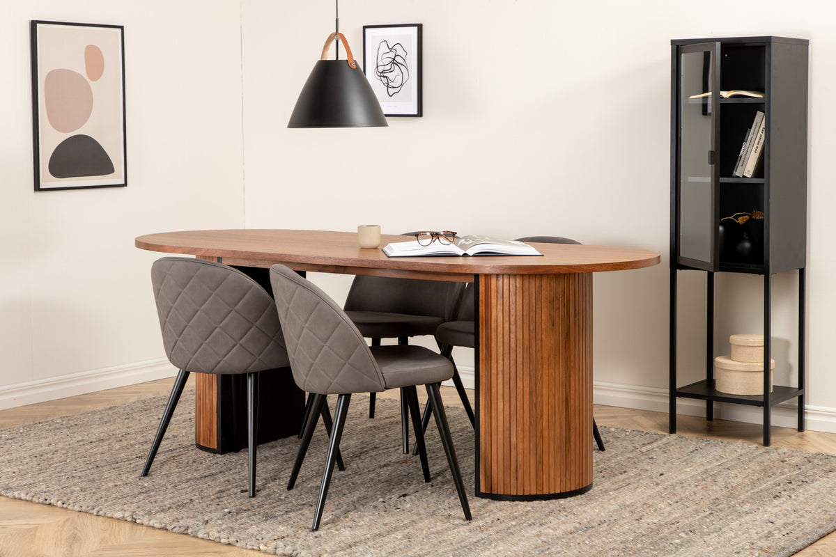 Venture Design Bianca & Velvet Matbord 90x200 + Matstolar Grå
