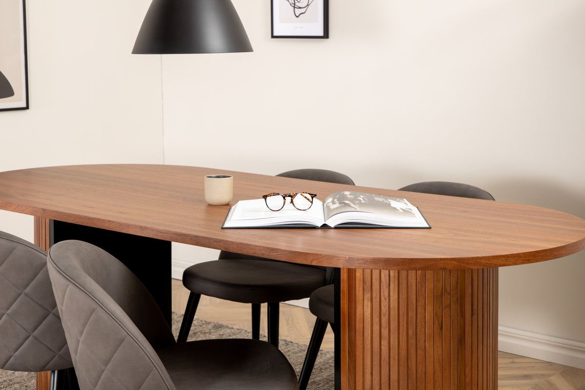 Venture Design Bianca & Velvet Matbord 90x200 + Matstolar Grå