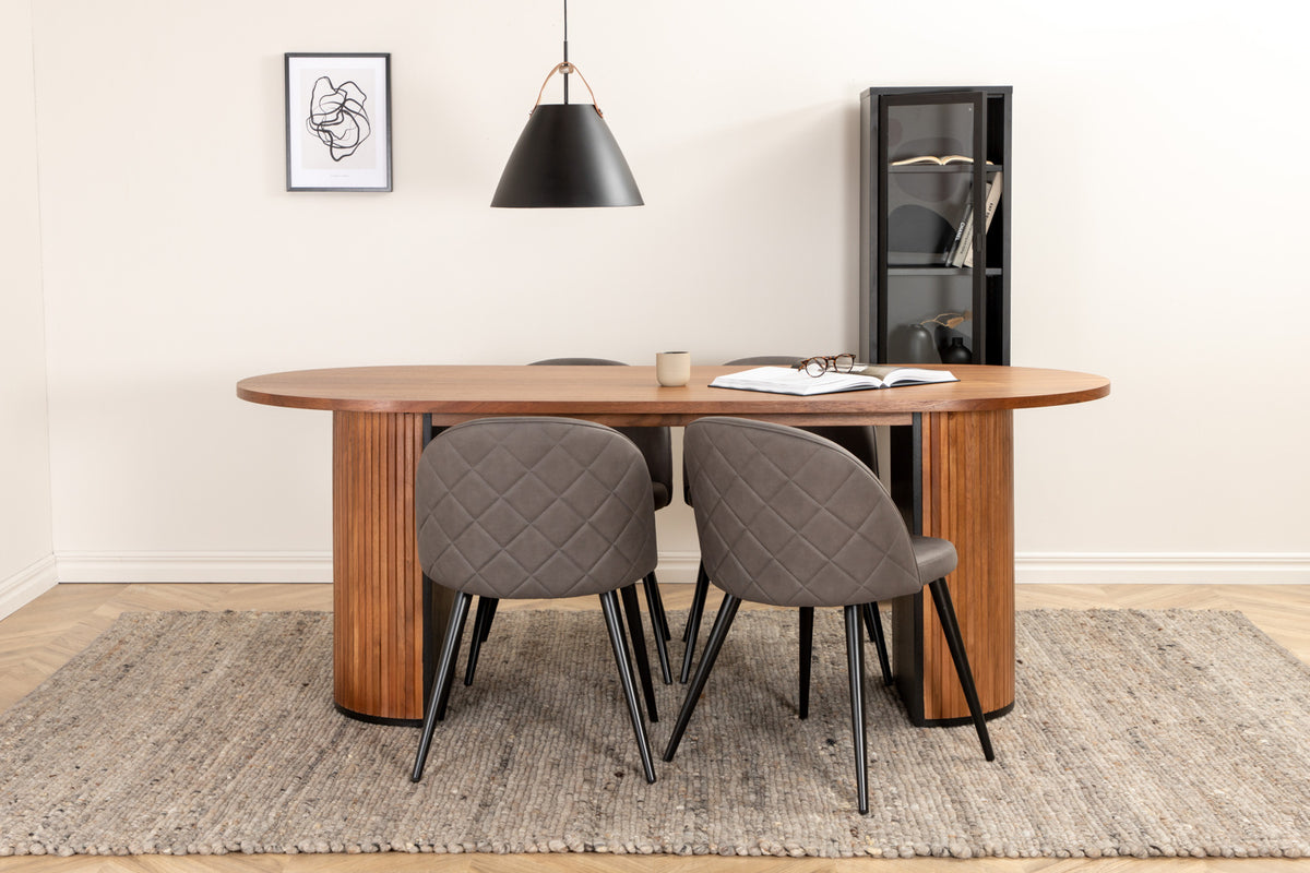 Venture Design Bianca & Velvet Matbord 90x200 + Matstolar Grå