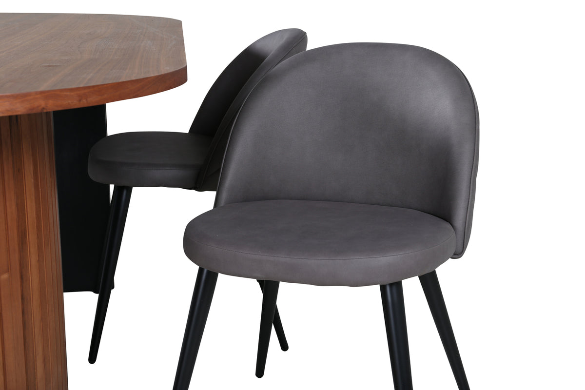 Venture Design Bianca & Velvet Matbord 90x200 + Matstolar Grå