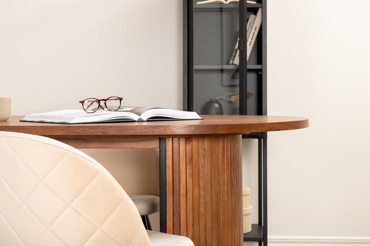 Venture Design Bianca & Velvet Ovala Matbord 200 x 90 Valnöt + Matstolar 2-pack Beige