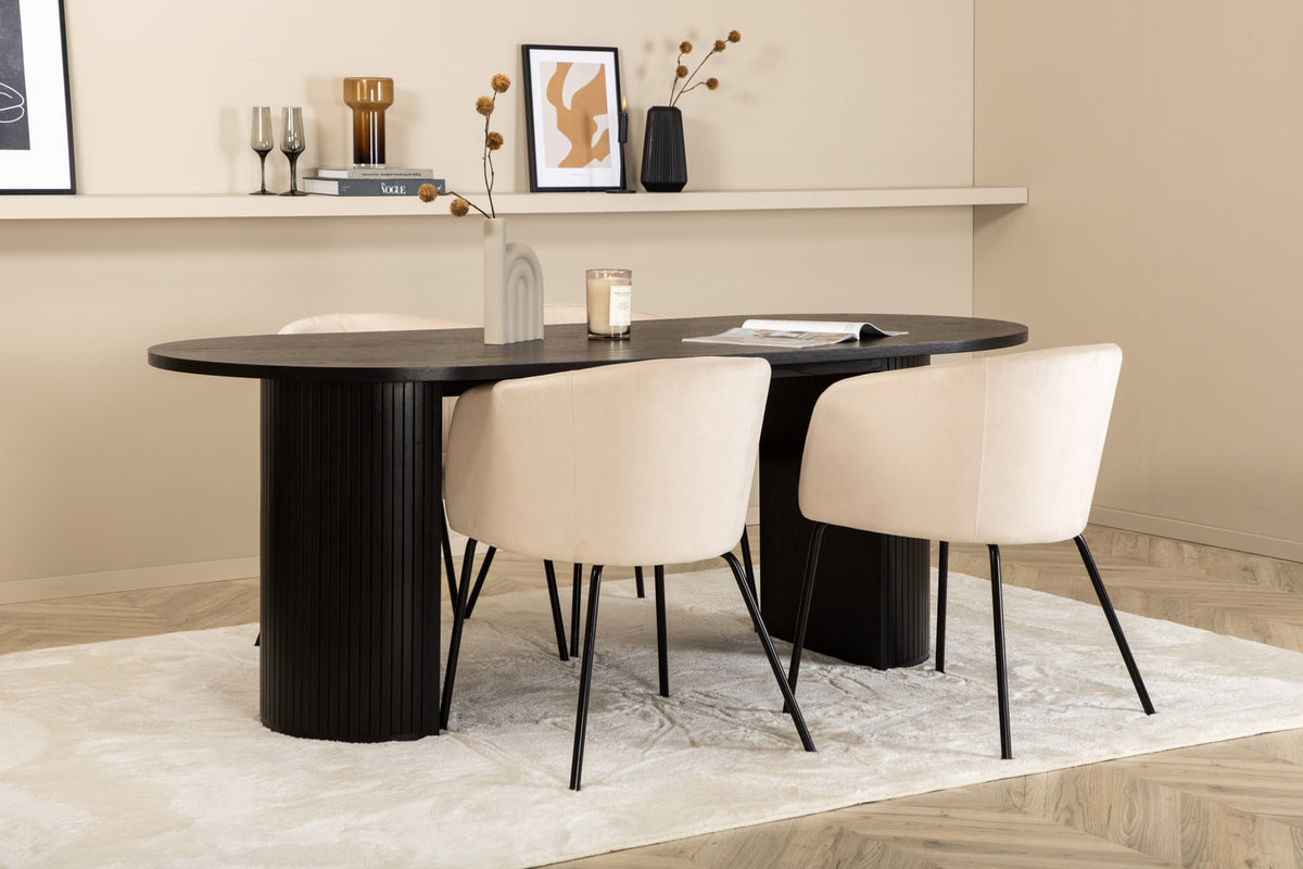 Venture Design Berit & Bianca Matstolar Beige + Matbord 90x200