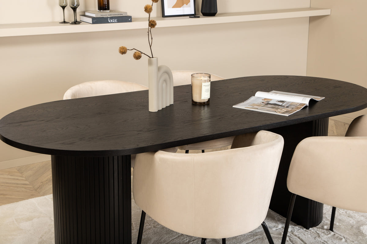 Venture Design Berit & Bianca Matstolar Beige + Matbord 90x200
