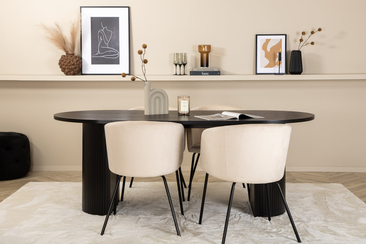 Venture Design Berit & Bianca Matstolar Beige + Matbord 90x200