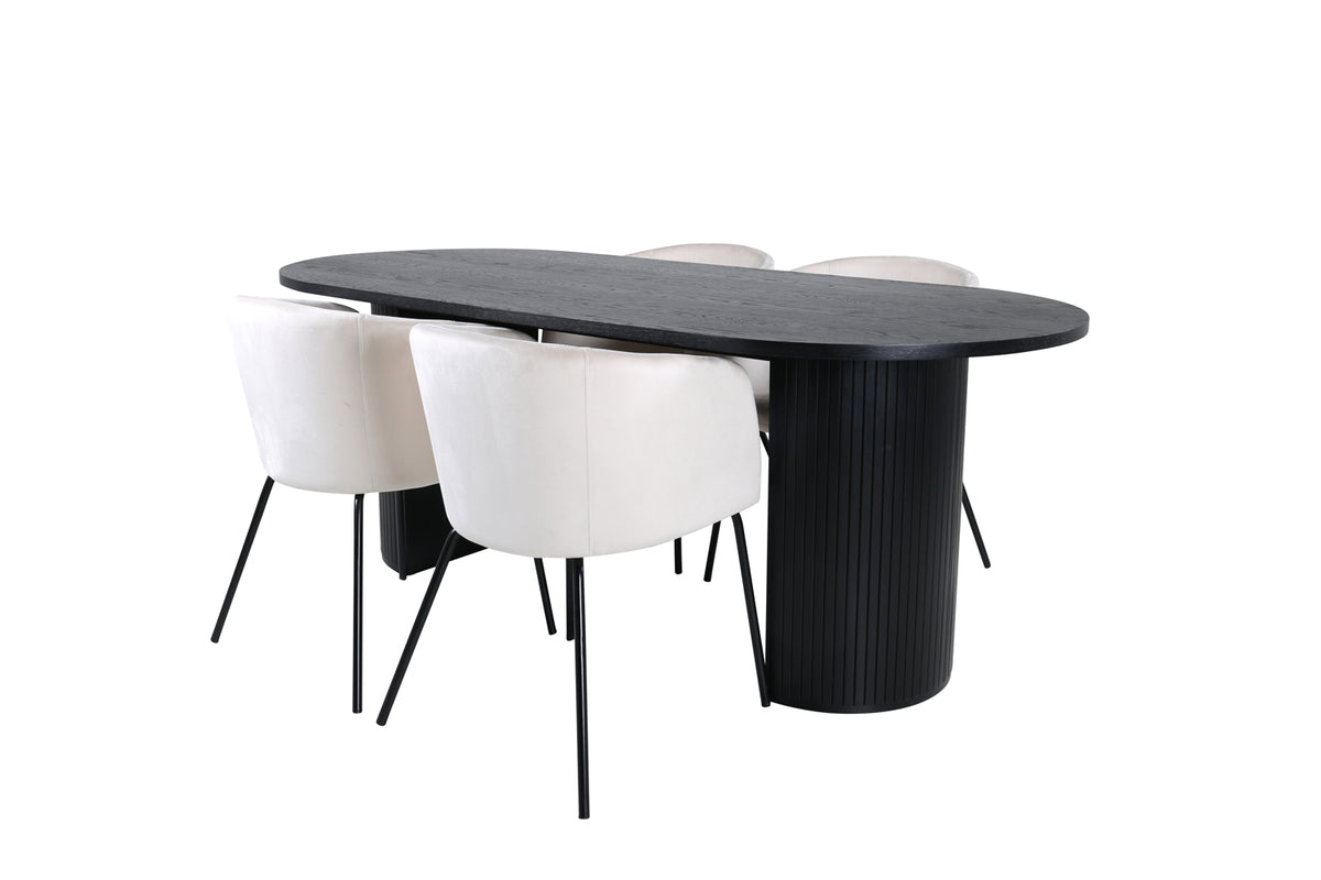 Venture Design Berit & Bianca Matstolar Beige + Matbord 90x200