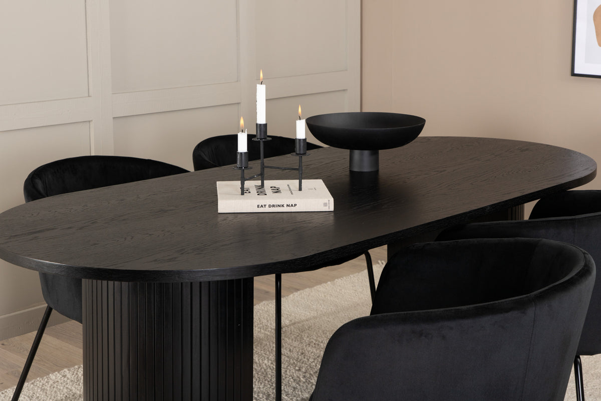 Venture Design Berit & Bianca Matstolar Svart + Matbord 90x200