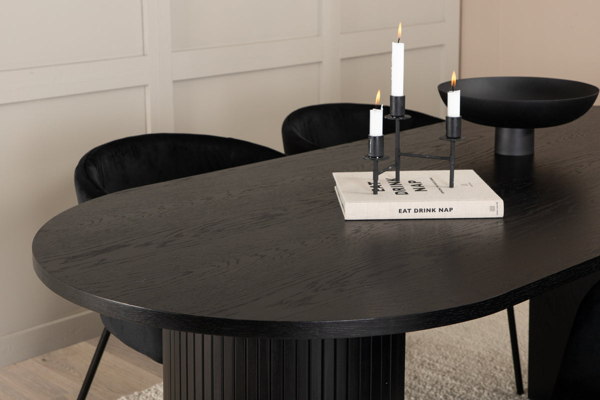 Venture Design Berit & Bianca Matstolar Svart + Matbord 90x200