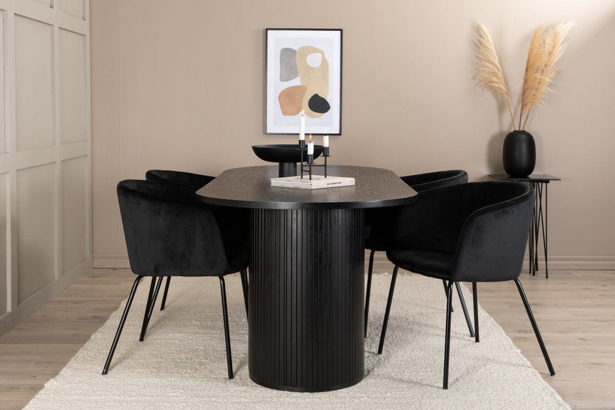 Venture Design Berit & Bianca Matstolar Svart + Matbord 90x200