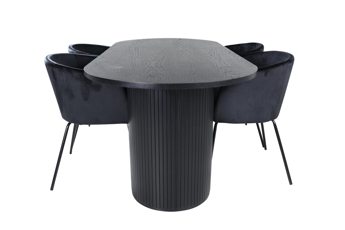 Venture Design Berit & Bianca Matstolar Svart + Matbord 90x200
