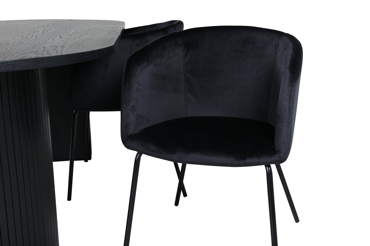 Venture Design Berit & Bianca Matstolar Svart + Matbord 90x200