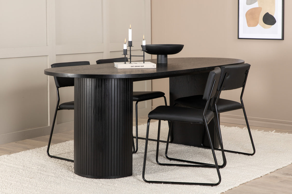 Venture Design Kenth & Bianca Matstolar Svart + Matbord 90x200