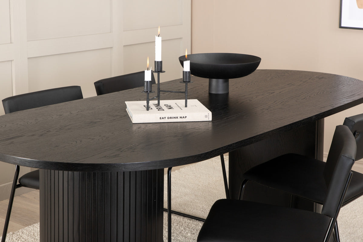 Venture Design Kenth & Bianca Matstolar Svart + Matbord 90x200