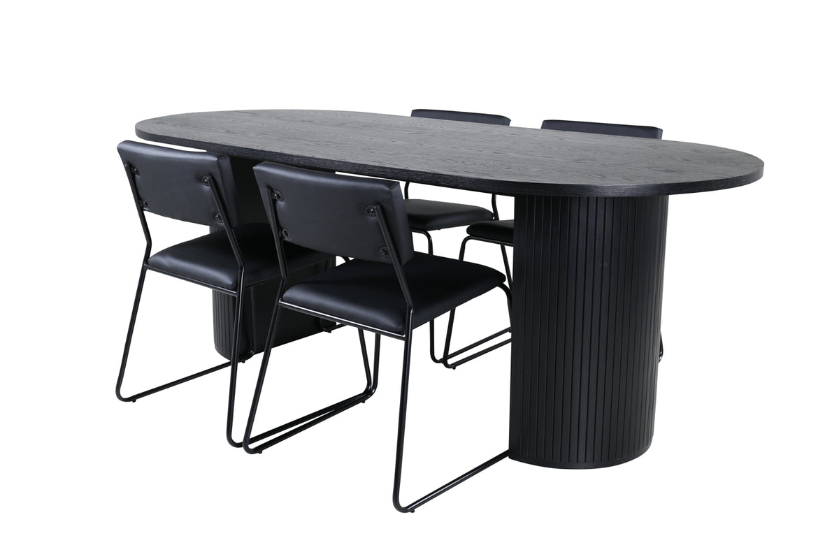 Venture Design Kenth & Bianca Matstolar Svart + Matbord 90x200
