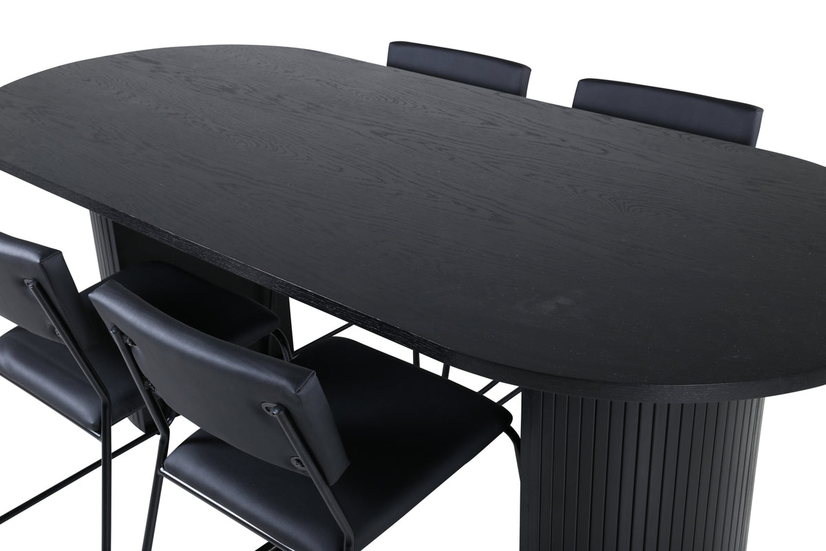 Venture Design Kenth & Bianca Matstolar Svart + Matbord 90x200