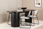 Venture Design Kenth & Bianca Matstolar 2-pack Grå + Ovala Matbord 200 x 90 Svart