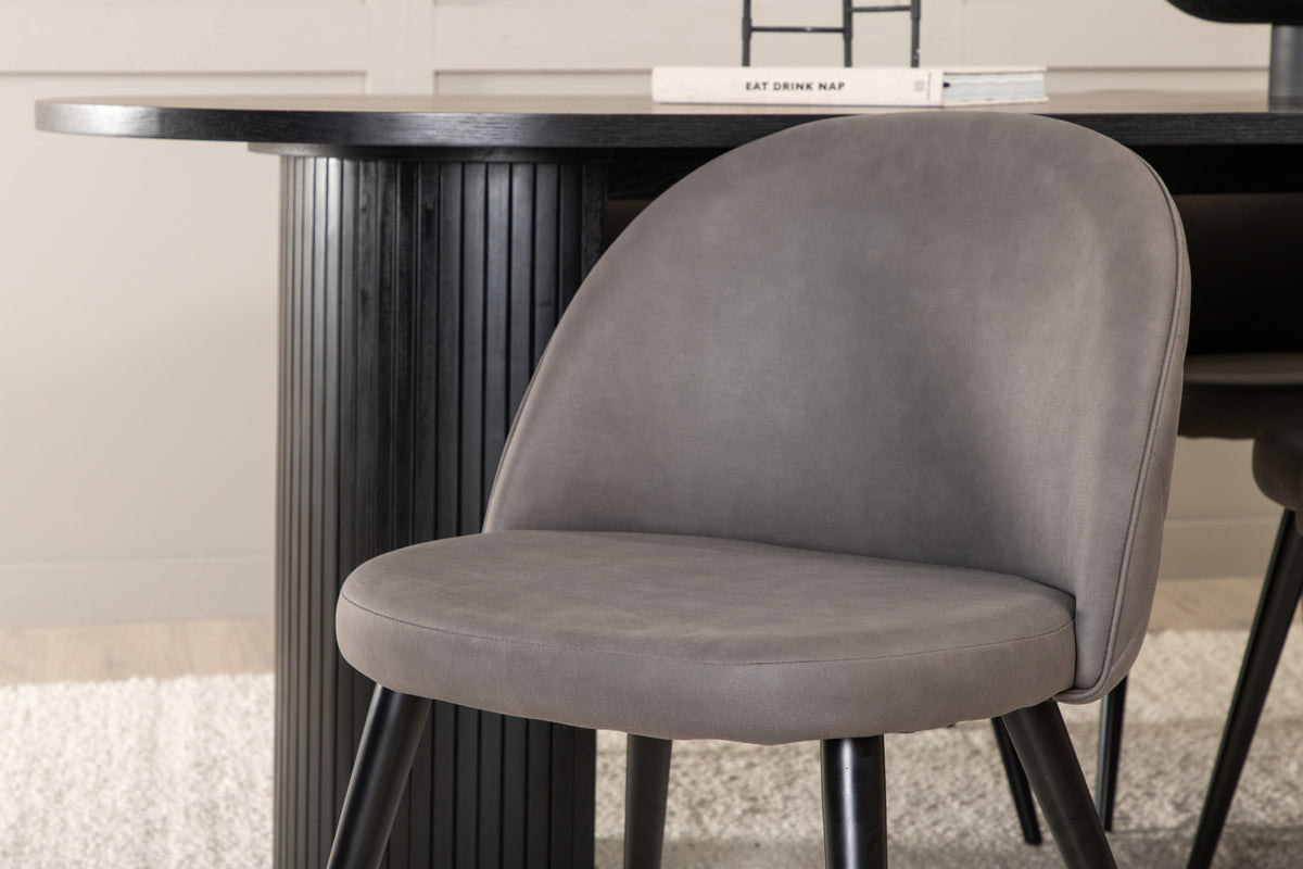 Venture Design Bianca & Velvet Matbord 90x200 + Matstolar Grå