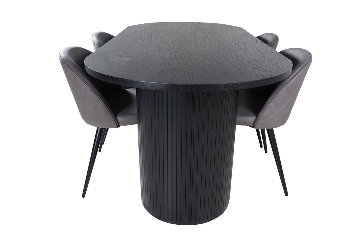 Venture Design Bianca & Velvet Matbord 90x200 + Matstolar Grå