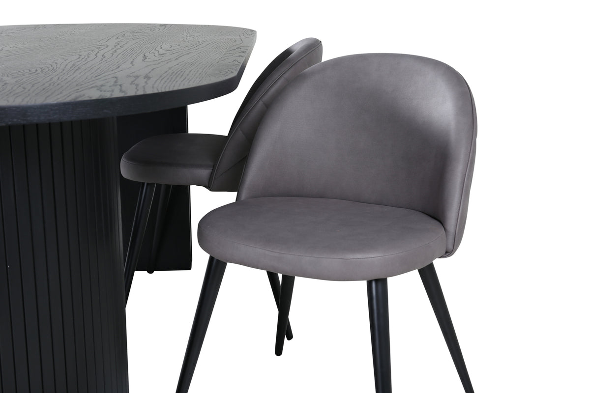 Venture Design Bianca & Velvet Matbord 90x200 + Matstolar Grå