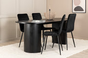 Venture Design Bianca & Windu Matbord 90x200 + Matstolar Svart