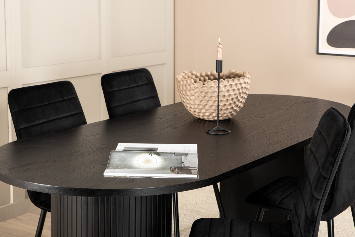 Venture Design Bianca & Windu Matbord 90x200 + Matstolar Svart