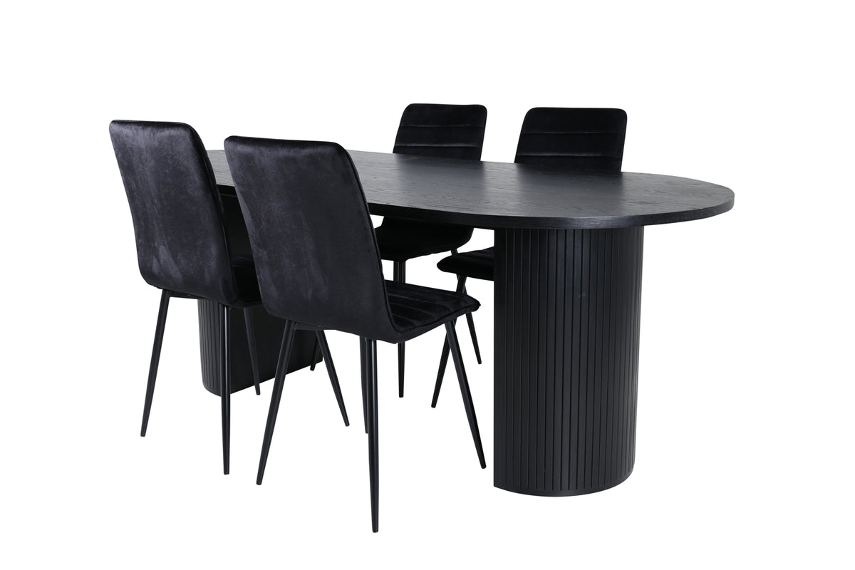 Venture Design Bianca & Windu Matbord 90x200 + Matstolar Svart