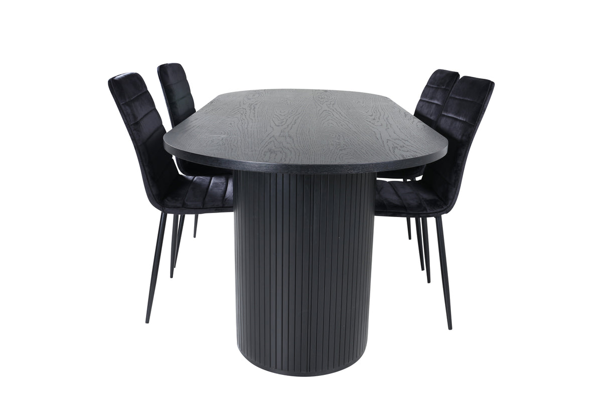 Venture Design Bianca & Windu Matbord 90x200 + Matstolar Svart