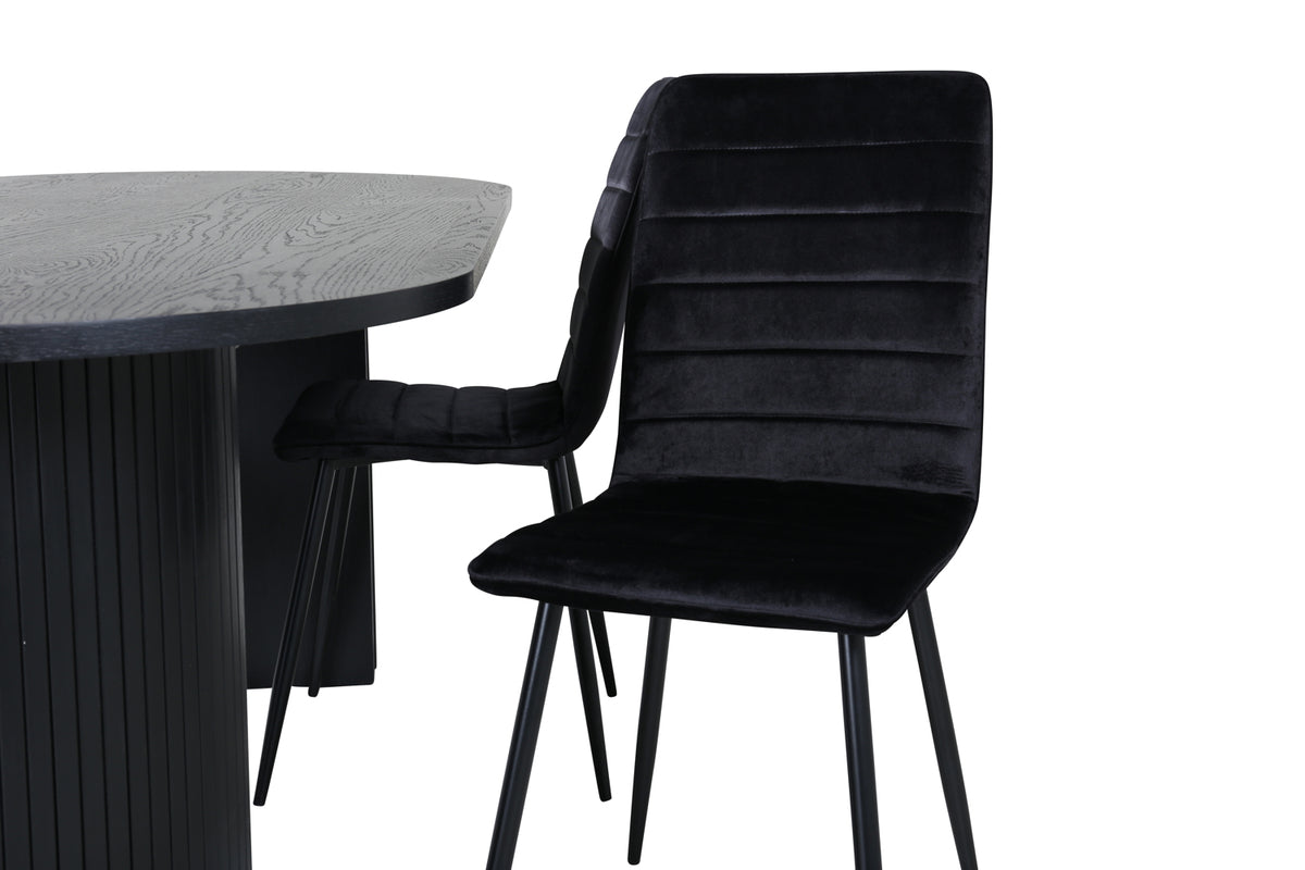 Venture Design Bianca & Windu Matbord 90x200 + Matstolar Svart