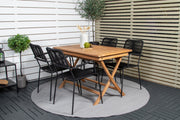 Venture Design Kenya & Lindos Rektangulära Matbord 120 x 70 Natur + Matstolar 2-pack Svart