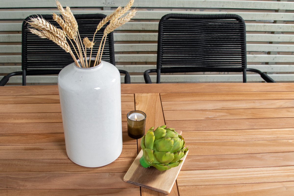 Venture Design Kenya & Lindos Rektangulära Matbord 120 x 70 Natur + Matstolar 2-pack Svart