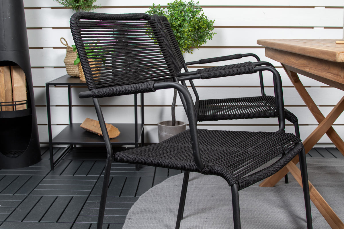 Venture Design Kenya & Lindos Rektangulära Matbord 120 x 70 Natur + Matstolar 2-pack Svart