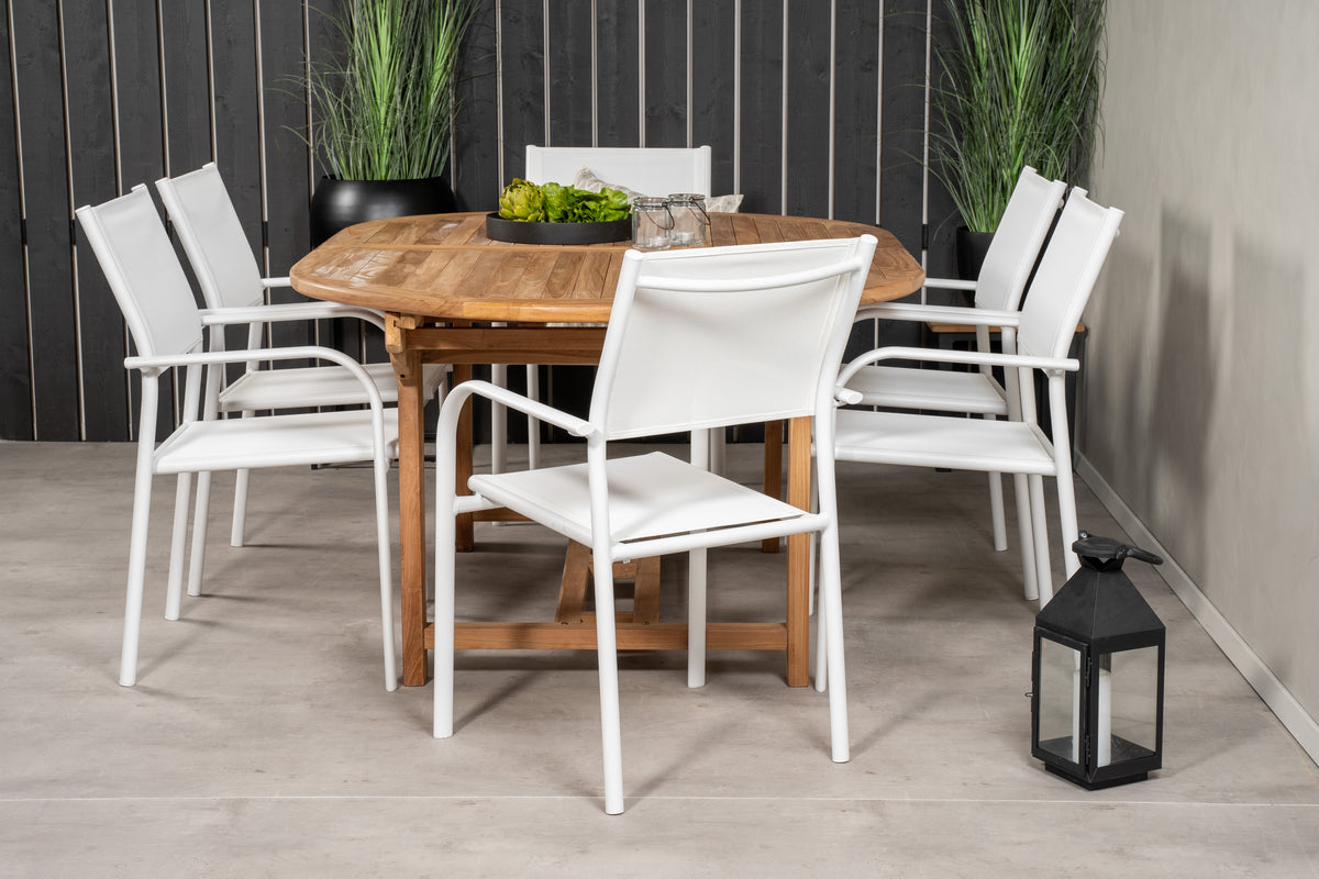 Venture Design Santorini & Kenya Matstolar 2-pack Vit + Ovala Matbord
