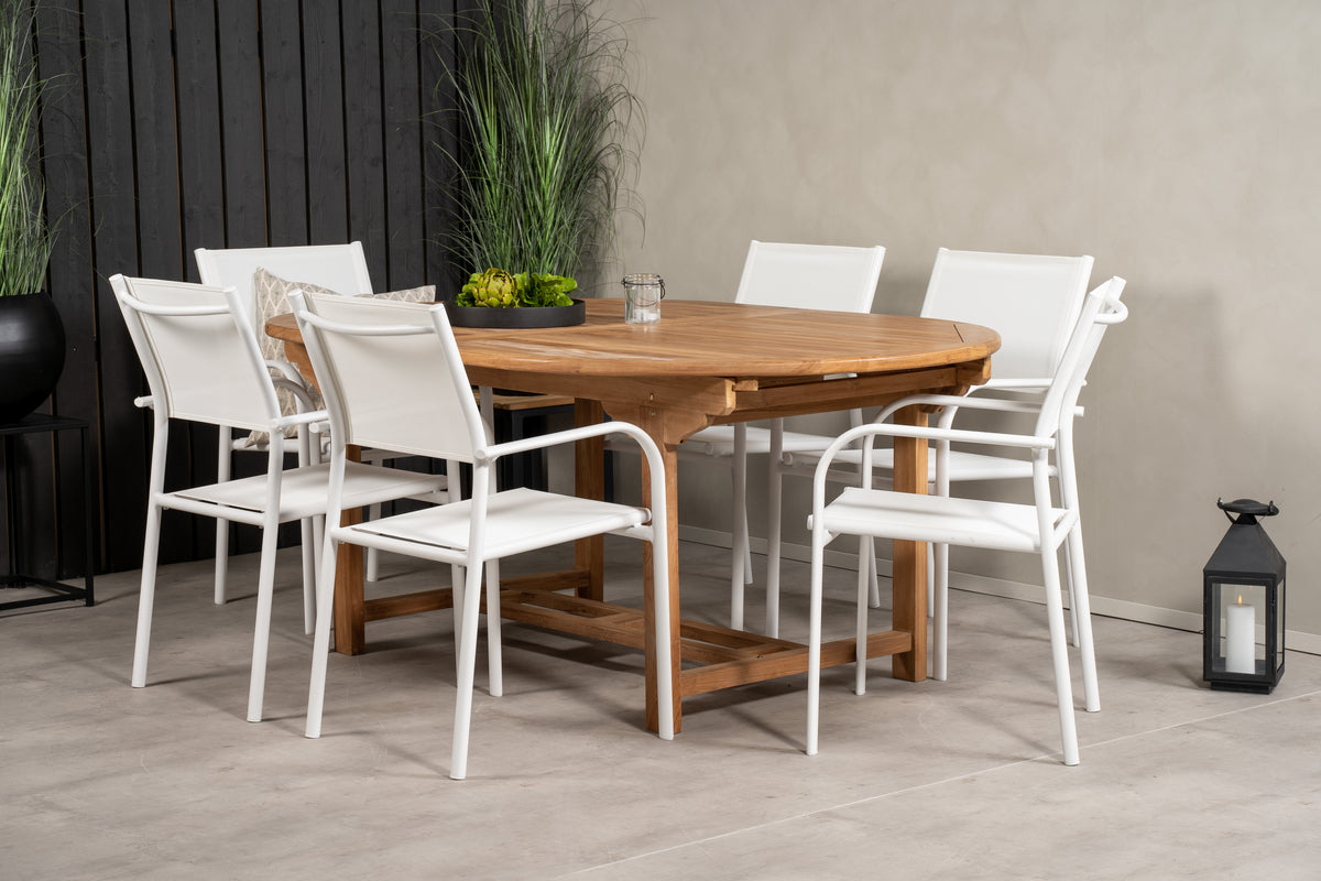 Venture Design Santorini & Kenya Matstolar 2-pack Vit + Ovala Matbord