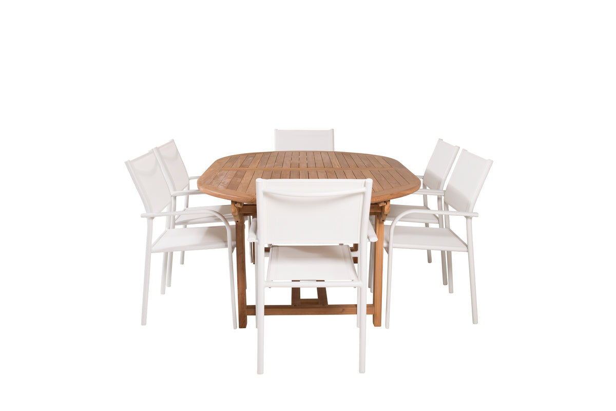 Venture Design Santorini & Kenya Matstolar 2-pack Vit + Ovala Matbord