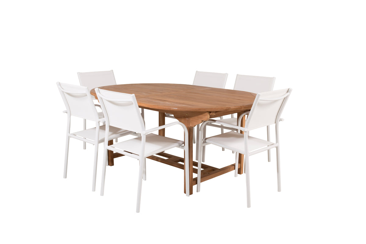 Venture Design Santorini & Kenya Matstolar 2-pack Vit + Ovala Matbord