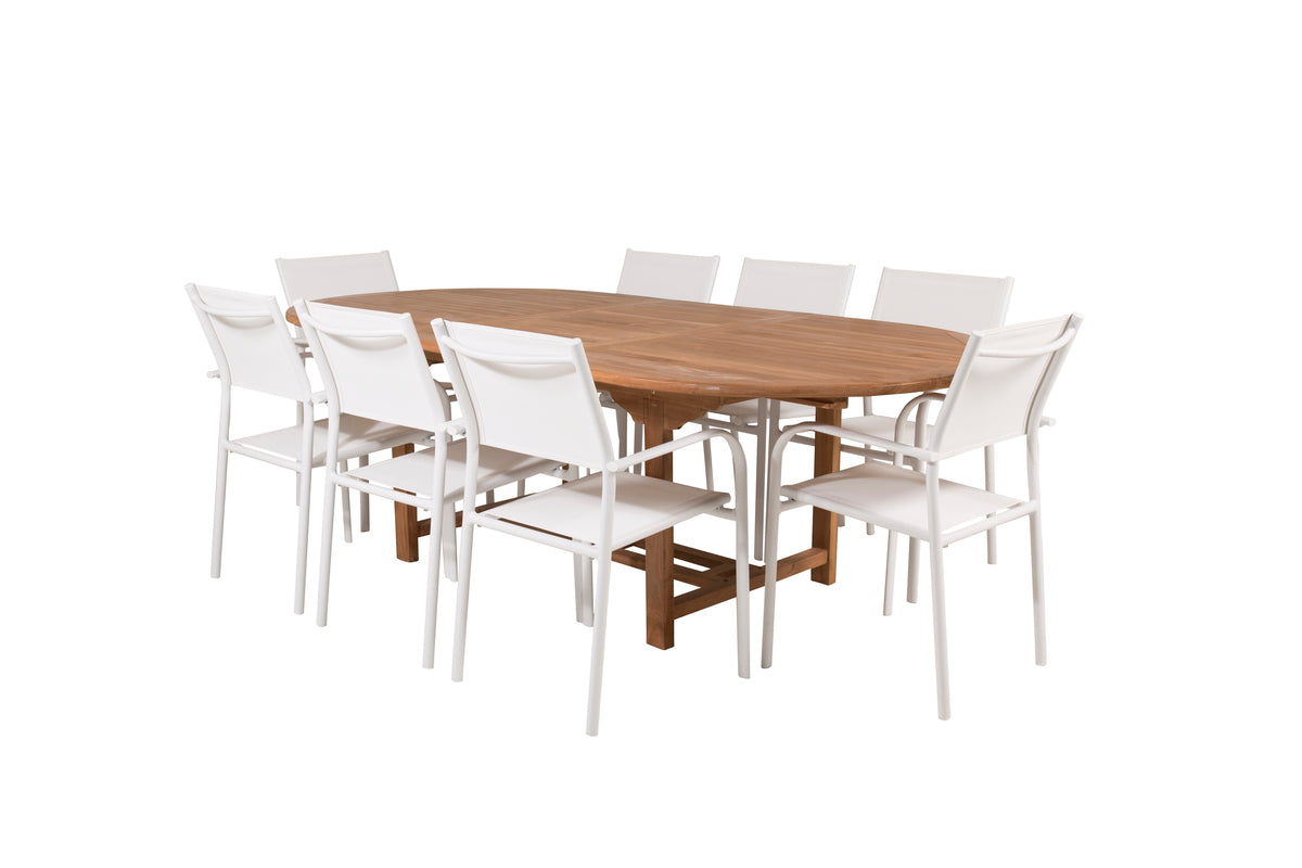Venture Design Santorini & Kenya Matstolar 2-pack Vit + Ovala Matbord