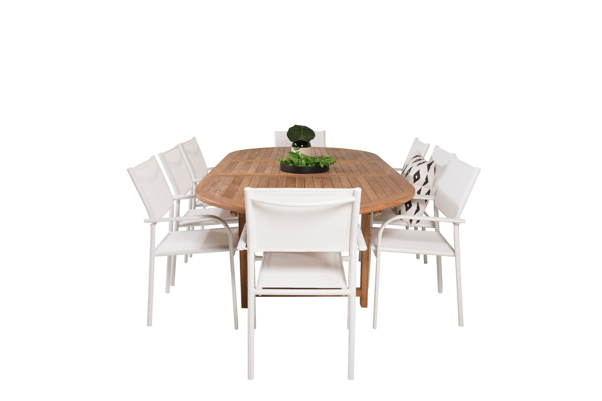 Venture Design Santorini & Kenya Matstolar 2-pack Vit + Ovala Matbord