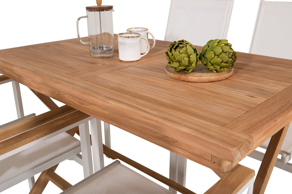 Venture Design Texas & Kenya Matstolar Vit + Rektangulära Matbord 120x70x75 Natur