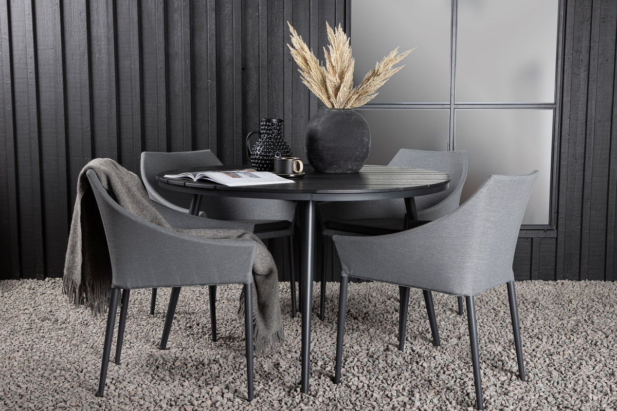 Venture Design Spoga & Break Matstolar Grå + Runda Matbord ø120 Svart