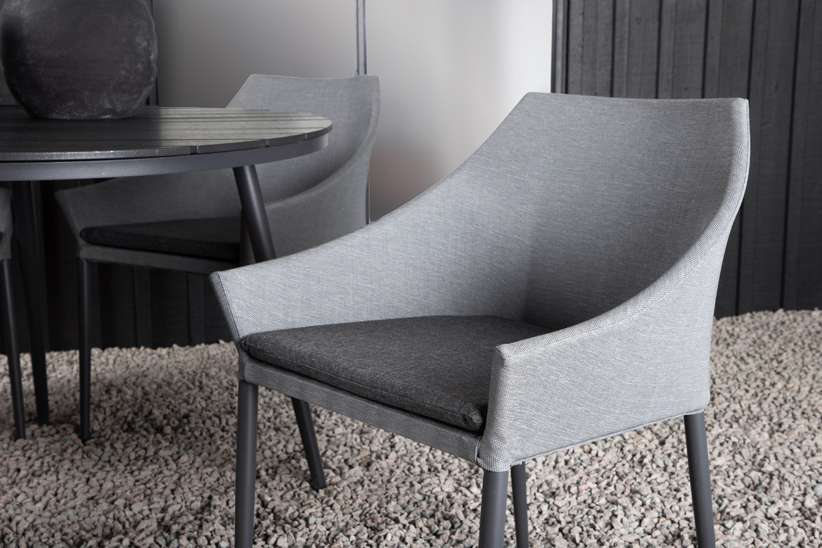 Venture Design Spoga & Break Matstolar Grå + Runda Matbord ø120 Svart