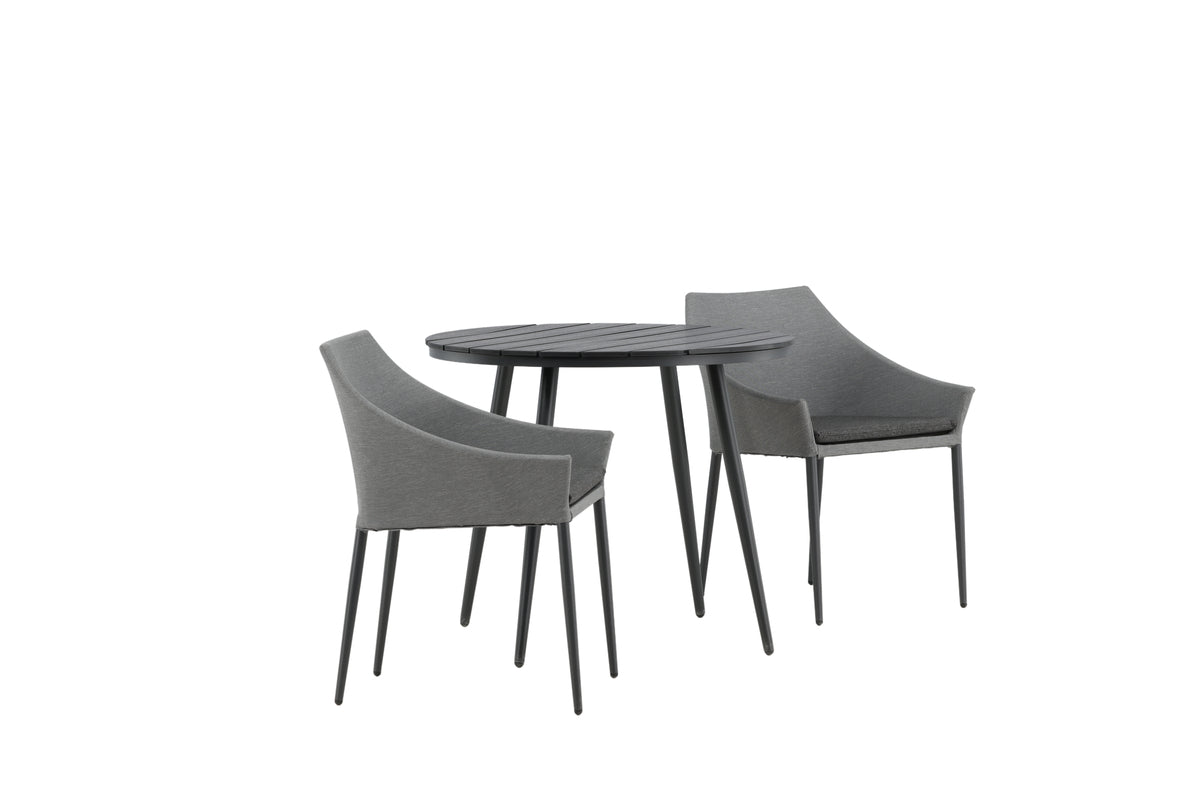 Venture Design Spoga & Break Matstolar Grå + Runda Matbord ø90 Svart